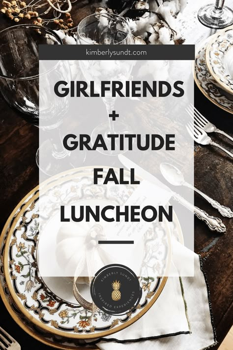 Souper Bowl Luncheon Decor, Host A Fall Party, Girlfriend Gathering Ideas, Fall Themed Get Together, Ladies Thanksgiving Party, Fall Themed Ladies Night, Gratitude Dinner Ideas, Blessings Party For Women, Ladies Fall Party