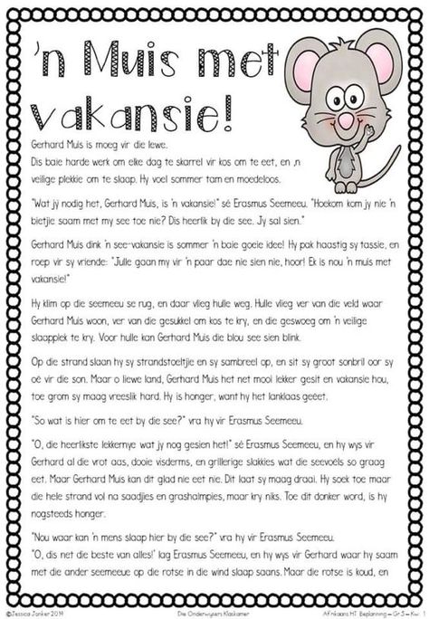 Vakansie Tyd Quotes, Afrikaans Articles For Prepared Reading, Begripstoetse Vir Graad 3, Afrikaans Stories, Diorama Kids, English Moral Stories, Happy Birthday Sister Quotes, Fable Stories, Afrikaans Language