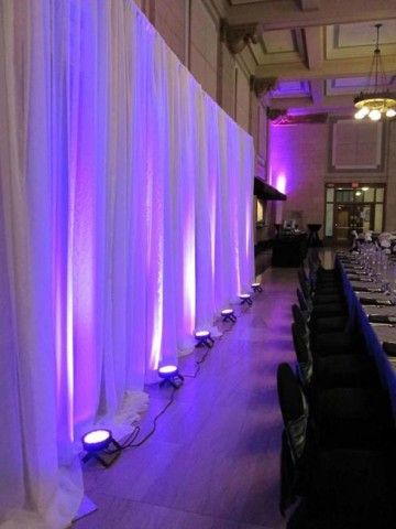 Diy Head Table, Wedding Backdrop Reception, Wedding Reception Head Table, Reception Head Table, Head Table Backdrop, Uplighting Wedding, Wedding Reception Lighting, Reception Backdrop, Nebraska Wedding