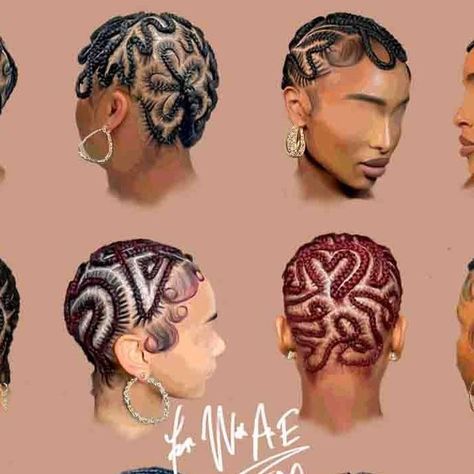 Fai Fai Marya 🥀🤓✍🏽🎨🎶♐️🇭🇹 on Instagram: "BLACK GIRL HAIR :: The Braided Bald Head 🤎  Shoutout to @tookiedidit the original for influencing this wave!   Muses ::  @tookiedidit  @styledbynaa @gvldentransformations  @txriannn @braids_by_msnelly  @neyhairs_ @hibaq__ahmed  @diarradidit  @_naeslays_ @braidsbytenisha  @nisaraye  @iheartbraids_ @curvaceous_designs  @bellasophiastyles @_therealjazzz   . .  . . . . . .  #blackwomenart #blackcreative #digitalart #blackwomencontent #faithwithane #blackart #artoftheday #blackentrepreneur  #melaninaesthetic #blackwomen  #contentcreator #blackcreator #blackartist #blackfemaleartist #digitalpainting #blackhair" Bald Braids Black Women, Braid Bald Head, Braided Baldie Designs, Bald Head Braids Style, Baldheaded Braids, Braided Bald Head, Bald Head Braids, Bald Braids, Braids 2024