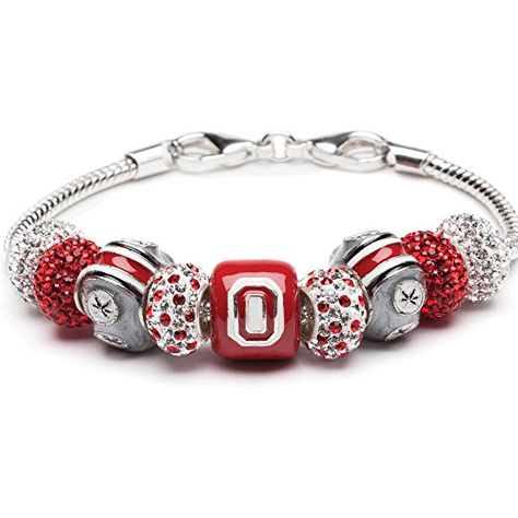 Ohio State Bracelet, Ohio State Jewelry, Buckeye Jewelry, Ohio State Gifts, Horn Pendant Necklace, Moon Pendant Necklace, Swarovski Necklace, Rhinestone Designs, Crystal Charm