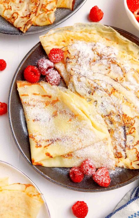 Gluten-Free Sourdough Crepes Sourdough Crepes, Cream Cheese Pancakes, Strawberry Crepes, Gluten Free Sourdough, Cheese Pancakes, Crepe Recipes, What's For Breakfast, Sweet Cream, Food Heaven