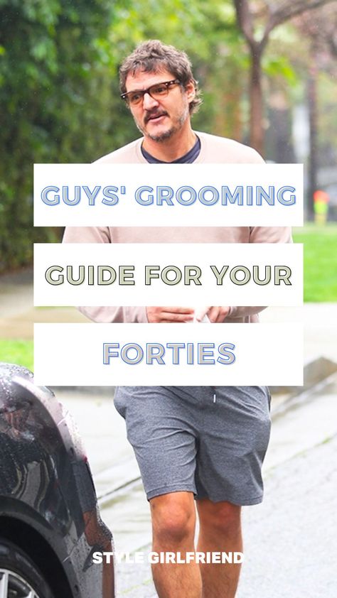 photo of Pedro Pascal, headline: Guys' Grooming Guide for your Forties Pedro Pascal Style, Botox For Men, Pascal Pedro, Supplements For Men, Guys Grooming, Men Skin Care Routine, Men's Skincare, Style Girlfriend, Haircare Routine