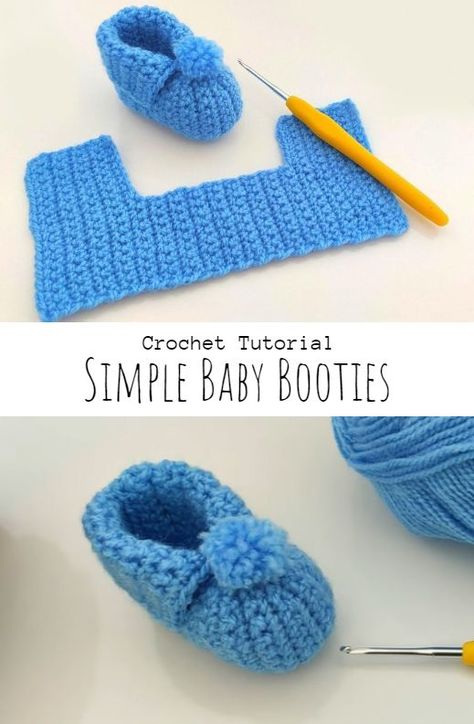 Crochet SImple Baby Booties Crochet Booties Free Pattern, Crochet Newborn Booties, Crochet Baby Boots Free Pattern, Newborn Crochet Booties, Crochet Baby Shoes Tutorial, Crochet Baby Booties Free Pattern, Crochet Baby Booties Tutorial, Funky Crochet, Crochet Baby Socks