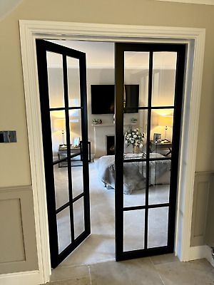 (eBay) Crittall French doors with door lining, Crital door, internal doors, timber door Internal Porch Door Ideas, Crital Interior Doors, Internal French Doors Living Room, Crittal Internal Door, Pocket French Doors, French Doors Living Room, Crittall Doors, Internal French Doors, Timber Door