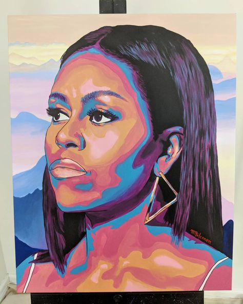 3,234 Likes, 172 Comments - M.Falconer (@melissafalconer) on Instagram: “Here's a closer look at Michelle! Thank y'all so much for the love on this piece! 🙏🏾💕 Prints will…” Pop Art Portraits, Black Art Painting, Sketch Inspiration, Black Art Pictures, A Level Art, Profile Pic, Pop Artist, Black Artists, Black Women Art