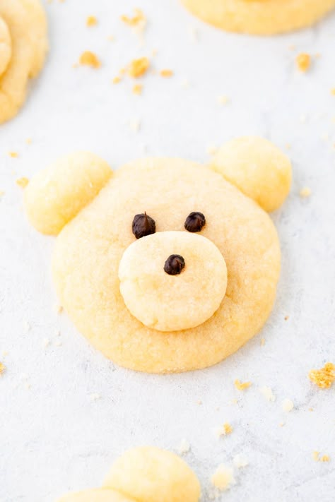 Bear Shaped Cookies, Teddy Bear Cookies Baby Shower Boys, Bear Cookies Baby Shower Teddy, Teddy Bear Cupcakes Ideas, Teddy Bear Desserts, Bear Sugar Cookies, Peanut Butter Reindeer Cookies, Make Teddy Bear, Homemade Party Favors