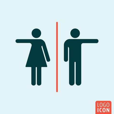 Man and Woman icon. Toilet, WC, restroom symbol. Male and female, gender sign. Female Restroom Design, Restroom Logo Design, Male Female Toilet Signs, Toilet Signage Design, Logo Toilet, Male Female Icon, Wc Signage, Washroom Signage, Wc Logo