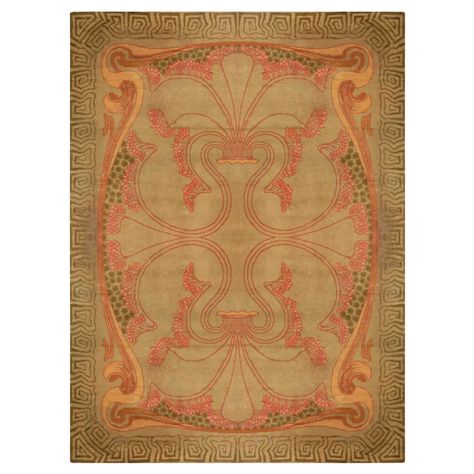 Vintage Viennese Art Nouveau Pale Rose and Dusty Orange Hand Knotted Wool Carpet For Sale at 1stDibs Art Deco Rugs, Art Deco Rug, Modern Western, Carpet Sale, Unusual Art, Wool Art, European Art, French Art Deco, Carpet Runner