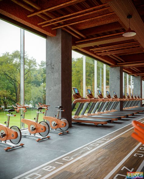 Gym on Behance Upscale Gym Design, Gym Architecture Design, Sports Center Architecture, Sport Center Design, Fitness Club Design, Fitness Center Interior Design, Gym Exterior, Indoor Outdoor Gym, Gym Architecture