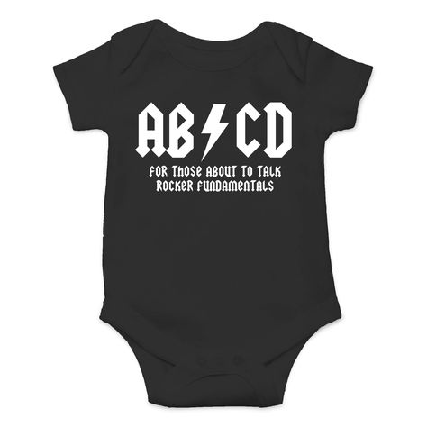 Rock And Roll Funny, Baby Surprise Announcement, Baby Rock, Punk Baby, Sweet Baby Names, Baby Room Themes, Rock Baby, Rock Tees, One Piece Bodysuit