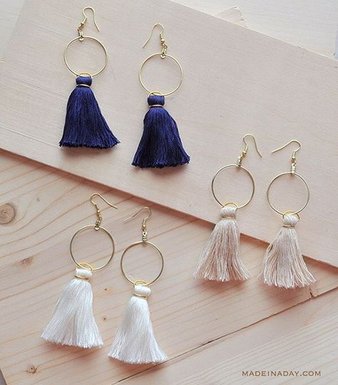 Back with yet another Trendy DIY Tassel project Tassel Hoop Earrings on the blog today tassels tasselearrings anthrohack jewelry earrings diy gold White Gold Jewelry Set, Diy Tassel Earrings, Anting Manik, Diy Jewelry To Sell, Diy Tassel, Gelang Manik, Beaded Tassel Earrings, Gold Jewelry Sets, Gold Diy