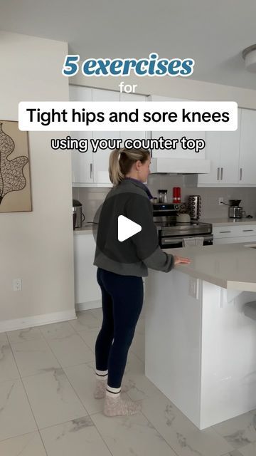 Exercises For Sore Hips, Stretches For Soreness, Kitchen Exercises, Exercises For Arthritic Knees, Beginner Workout Program, Justin Augustin, Everyday Exercises, Sore Hips, Easy Routine