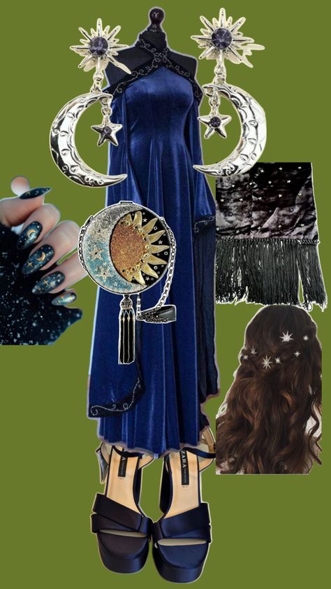 Classy, formal, beautiful whimsagoth outfit Midnight Outfit Ideas, Midnight Outfit, Whimsigoth Formal, Star Gazing, Funky Outfits, Romantic Outfit, Formal Outfits, Stars At Night, Formal Outfit