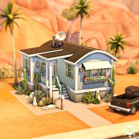 The Sims 4 Tiny House Ideas, Sims 4 Oasis Springs Tiny House, Sims 4 Oasis Springs Starter Home, Oasis Spring House Sims 4, Ts4 Oasis Springs House, Ts4 Oasis Springs, Sims 4 Oasis Springs House Base Game, Sims Tiny Living, Oasis Springs Sims 4 House