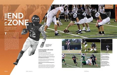 Sport Yearbook Page Ideas, Sports Infographic Design Layout, Yearbook Diary Theme, Yearbook Index Design, Sports Yearbook Pages, Football Magazine Design, Football Yearbook Pages, Yearbook Sports Pages, Sports Yearbook Spreads