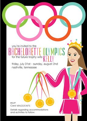 Wedding Olympics, Emily J, Olympic Party, Sisters Wedding, Bachelorette Ideas, Themed Bridal Shower, Bachelor/bachelorette Party, Wedding Bachelorette Party, Wedding Projects