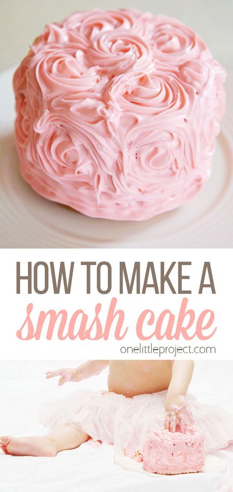 Diy 1st Birthday Cake, Make A Smash Cake, Homemade Smash Cake, Diy Smash Cake, Wildflower Cake, Smash Cake First Birthday, Sweet Birthday Cake, Smash Cake Recipes, Strawberry Birthday Cake