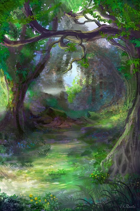 Elven Forest 3, Johannes Roots on ArtStation at https://www.artstation.com/artwork/yymJ5 Mystical Forest Background, Mystical Forest Drawing, Magic Forest Painting, Mystical Forest Painting, Forest Background Drawing, Magical Forest Background, Magical Forest Painting, Magic Forest Art, Magical Forest Art