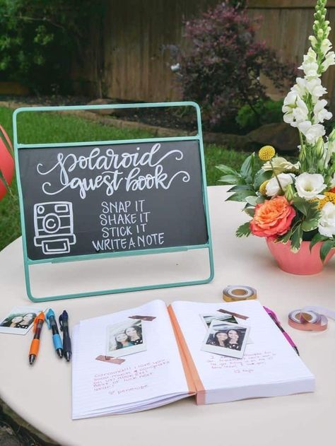 9 Creative Graduation Party Guest Book Alternatives - College Savvy Graduation Party Book Signing, Graduation Sign In Ideas Guest Books, Grad Party Guest Book, Book Graduation Party, Summer Grad Party, Poloroid Pictures Ideas, Graduation Party Guest Book, Letter Guest Book, Fun Guest Book