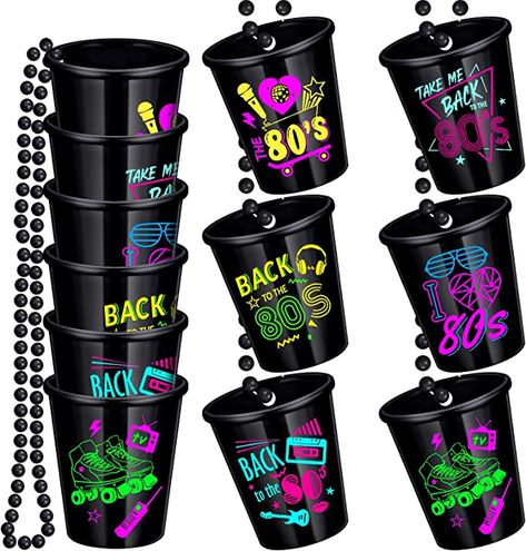 1980s Birthday Party, 1980s Party Decorations, 80s Retro Party, Shot Glass Necklace, Retro Party Decorations, 90s Party Decorations, 80s Party Decorations, 1980s Party, Glasses Necklace