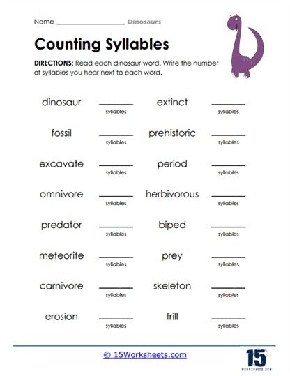 Counting Syllables Worksheet - 15 Worksheets.com Syllables Worksheet, Counting Syllables, Showers Ideas, Holiday Science, Multisyllabic Words, Kindergarten Social Studies, The Worksheet, Foundational Skills, 1st Grade Worksheets