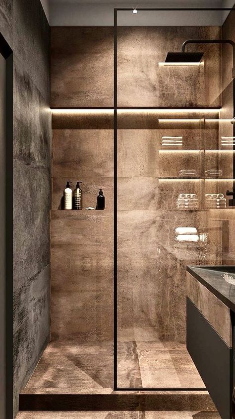 تصميم دورة مياه, Bilik Air, Bathroom Design Black, Modern Small Bathrooms, Desain Pantry, Bathroom Shower Design, Bathroom Decor Luxury, Washroom Design, تصميم للمنزل العصري