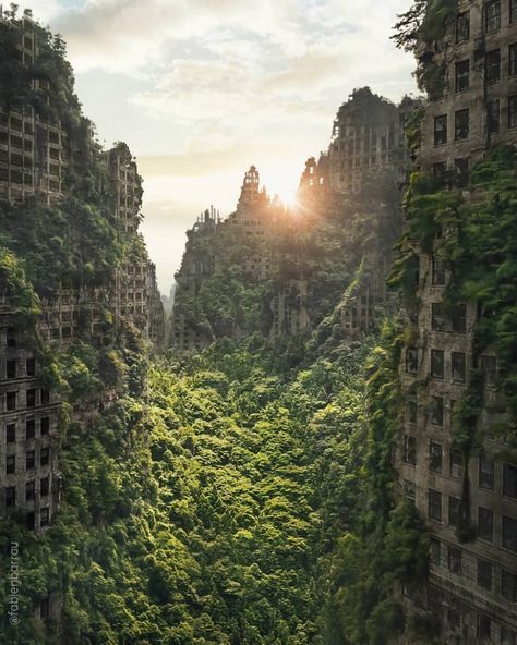 Apocalypse Landscape, Post Apocalyptic City, Dystopian Art, Apocalypse World, Apocalypse Aesthetic, Post Apocalyptic Art, Apocalypse Art, Post Apocalypse, Fantasy Places