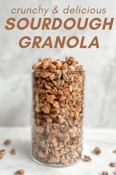 Sourdough Discard Granola Recipes, Sourdough Discard Healthy Recipes, Healthy Discard Sourdough Recipes, Sourdough Discard Granola, Sourdough Granola, Sourdough Bread Healthy, Crunchy Granola Recipe, Sourdough Buns, Sourdough Muffins