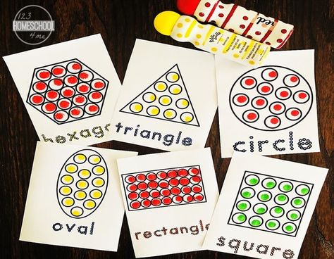 bingo-marker-shapes-worksheet-toddler-preschool-kindergarten-first-grade Do A Dot Printables Free, Shapes Preschool Printables, Dot Marker Printables, 123 Homeschool 4 Me, Shapes For Toddlers, Toddler Printables, Printable Shapes, Dots Free, Dot Worksheets