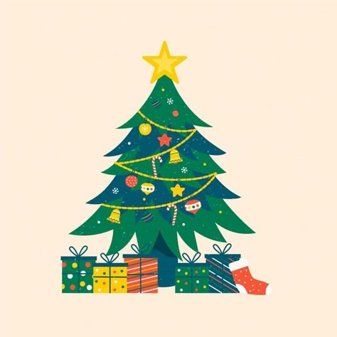 Christmas Tree Illustration Vector, Xmas Tree Illustration, Decorating Christmas Tree Illustration, Cute Christmas Tree Drawing, Liberty Christmas, Christmas Tree Sticker, Christmas Tree Vector, Christmas Tree Illustration, Christmas Tree Poster