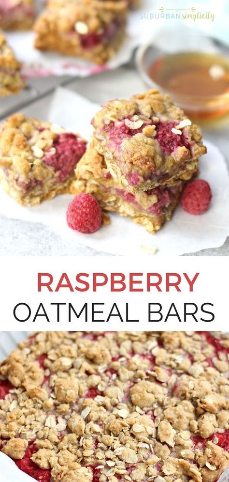 Easy Oatmeal Bars, Raspberry Oatmeal Bars, Oatmeal Bars Healthy, Oatmeal Bars Recipes, Raspberry Oatmeal, Oatmeal Breakfast Bars, Raspberry Bars, Raspberry Desserts, Easy Oatmeal