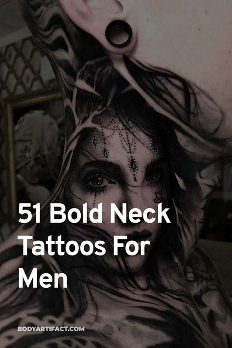 Men's Side Neck Tattoos, Tattoo Categories, Neck And Throat Tattoos Men, Back Of Neck Tattoo Men, Chest Neck Tattoo, Neck Tattoos For Men, Hals Tattoo Mann, Front Neck Tattoo, Full Neck Tattoos