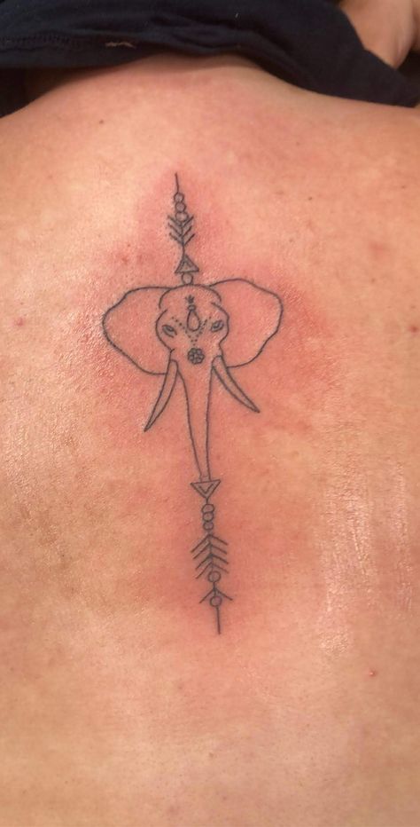 Elephant Spine Tattoo, Spine Tattoos For Women, Spine Tattoo, Spine Tattoos, Compass Tattoo, Deathly Hallows Tattoo, New Tattoos, Triangle Tattoo, Tattoos For Women