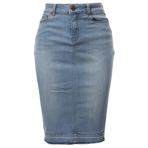 Knee Length Jean Skirts, Jean Pencil Skirt, Denim Skirt Outfits, Women's Suiting, Denim Jean Skirt, Pencil Skirt White, Denim Pencil Skirt, Womens Pencil Skirts, Pencil Skirt Black