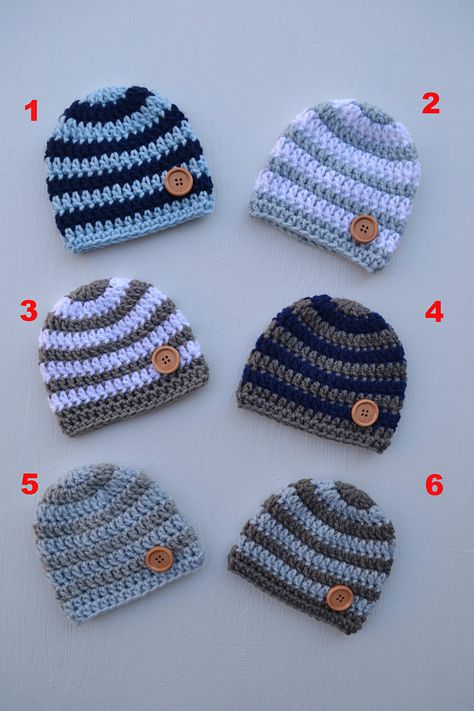 Crochet For Baby Boy, Crochet Boys Hat, Crochet Boys, Baby Boy Hats Newborn, Crochet Baby Boy Hat, Baby Boy Beanies, Newborn Boy Hats, Hats For Boys, Boys Hat