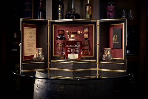 The Craft Irish Whiskey Co. has been crowned the winner of the ‘Luxury Drinks Secondary Pack’ award at The Luxury Packaging Awards 2020 for the design of The Devil’s Keep experience box, its flagship package. The brand was also Highly Commended for the design of The Devil’s Keep bottle in ‘Luxury Drinks Primary Pack’ award. Expensive Whiskey, Pr Kit, Single Malt Whiskey, Whiskey Brands, Cheer Party, Wine Packaging, Irish Whiskey, Bottle Packaging, Luxury Packaging