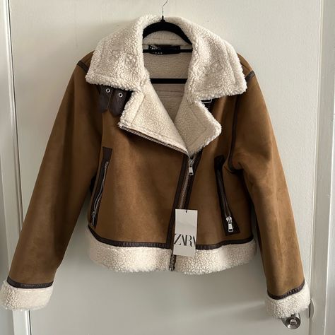 Brand: Zara Condition: Nwt Color: Tan Brown Suede Size: Xl Suede Jacket Outfit, Fall 24, Wrap Jacket, Faux Suede Jacket, Suede Coat, Zara Jackets, Cropped Jacket, Shearling Jacket, Winter 2024