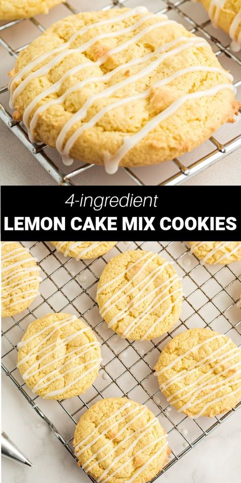 Lemon Cake Mix Cookies only need 4 simple ingredients to make refreshing chewy lemon cookies. These cookies are a super simple treat that's perfect any time of the year. Lemon Cake Batter Cookies, Lemon Cake Cookies 3 Ingredients, Lemon Ooey Gooey Cookies, Lemon Pudding Mix Cookies, Lemon Cookies Cake Mix Easy, Lemon Cookies From Cake Mix Recipes, Simple Cake Mix Cookies, Recipe For Lemon Cookies, Lemon Cake Mix Cookies Recipes