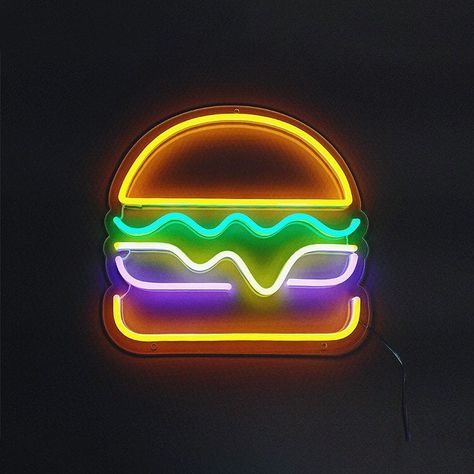 🍔BURGER NEON SIGN 🍔 Neon sign framed on the wall give a unique tone to the atmosphere and cozy interior design 🖼️ The flex LED neon sign is suitable for wedding ,birthday, office and home decoration, coffee shop, barber shop, etc. All neon signs in our special collections are expertly handmade in our factory, so each piece is the highest quality and unique. 💌If you want custom neon sign just contact us 💌 📦Includes: - 1 Neon Sign - 12V Power adapter (AC110-240V) - Dimmer - Plug ( depends on Burger Neon, Pink Neon Lights, Cozy Interior Design, Pvc Moulding, Sign Board Design, Neon Signs Home, Neon Decor, Doodle Inspiration, Dessert Shop