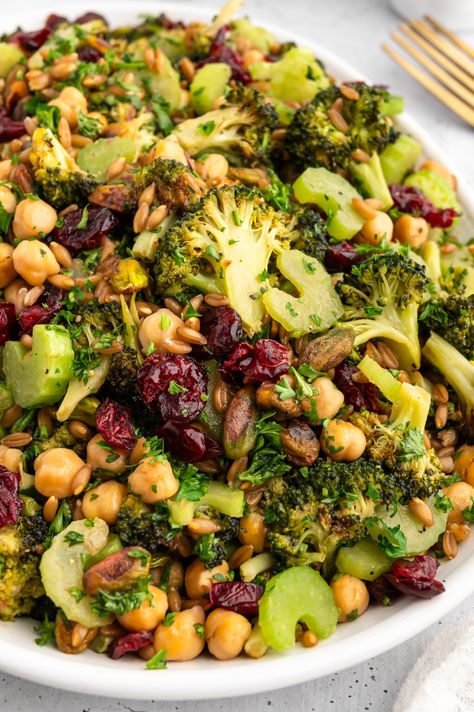 Broccoli Crunch Salad - Hello Spoonful Potluck Vegan, Health Salads, Broccoli Crunch Salad, Crunchy Broccoli, Homemade Vinaigrette, Crunch Salad, Super Salads, Dairy Free Gluten Free, Cold Salad