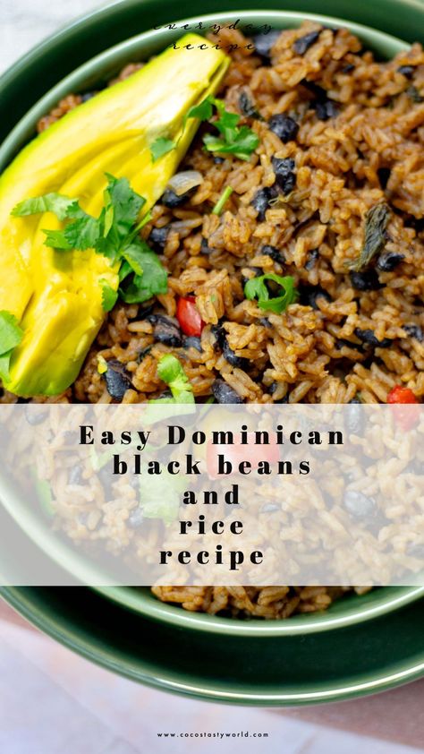 Curacao Food, Rice And Black Beans Recipe, Dominican Rice And Beans, Spanish Rice And Beans Recipe, Baked Plantains Recipes, Dominican Beans Recipe, Plantains Recipes, Dominican Rice, Rice And Corn Recipe