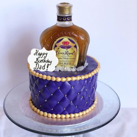 Crown royal cake Crown Royal Cakes For Men, Royal Theme Cake, Crown Royal Cake, Crown Bottles, Crown Royal Recipes, 50th Birthday Cakes, Birthday Cake Crown, 50th Birthday Cakes For Men, Liquor Cake