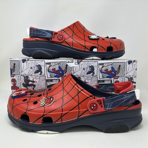 Spider Man Crocs, Spider Man Stuff, Spiderman Crocs, Spiderman Things, Crocs All Terrain, Cool Crocs, Best Sandals For Men, Spiderman Stuff, Nike Casual Shoes