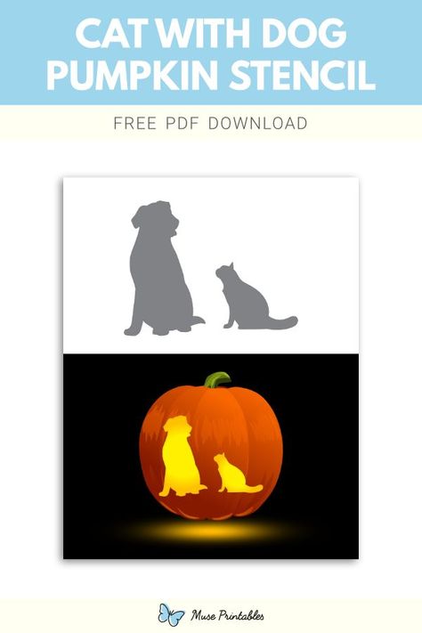 Cat With Dog, Pumpkin Stencils Free Printable, Stencil For Pumpkin Carving, Cat Pumpkin Stencil, Cat Pumpkin Carving, Printable Pumpkin Stencils, Pumpkin Stencils Free, Dog Stencil, Halloween Pumpkin Carving Stencils