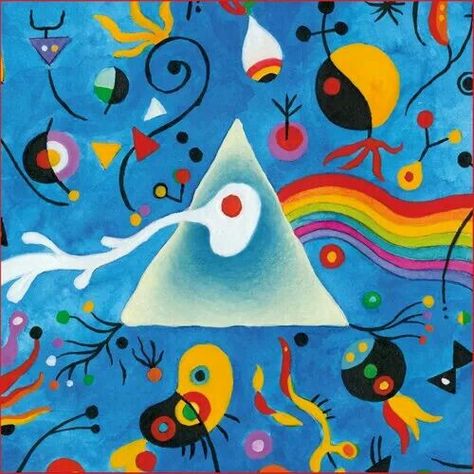 Miro The Dark Side Of The Moon Pink Floyd Illustration, Pink Floyd Painting, Pink Floyd Fan Art, Pink Floyd Prism, Storm Thorgerson, Pink Floyd Music, Pink Floyd Albums, Pink Floyd Fan, Pink Floyd Art