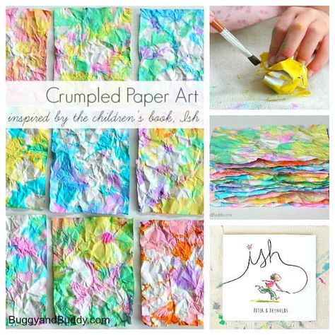 Crumpled Paper Art, Peter Reynolds, Classe D'art, Crumpled Paper, Art Activity, Kindergarten Art, Art Activities For Kids, Camping Art, Process Art