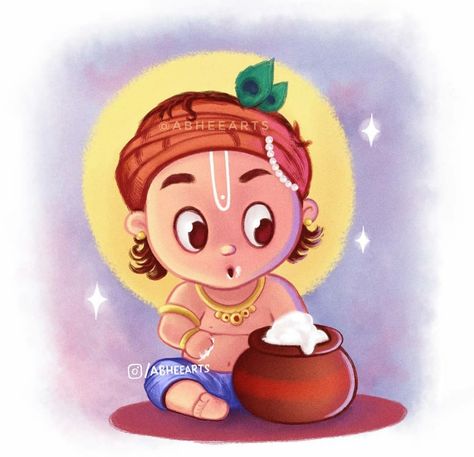 Cute Krishna Illustration, Janamashtmi Drawings, Baby Ganesha Cute Images, Janmashtami Illustration, Cartoon Krishna, Cute Krishna Drawing, Cartoons Krishna, Krishna Drawing, Little Krishna