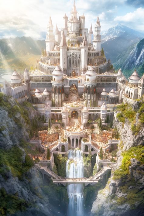 Orynth Castle, High Fantasy Castle, Cool Castles, Fantasy Buildings Art, Fantasy Places Art, Fantasy Palace Art, Fantasy Places City, Fantasy Castle Design, Fantasy Concept Art Environment