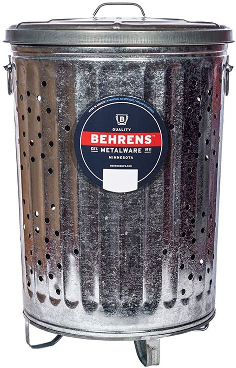 Amazon.com : Behrens Manufacturing B907P Galvanized Composter Steel Trash Can for Garden and Yard Waste Hot-Dipped, 20-Gallon, Silver : Garden & Outdoor Compost Barrel, Burn Barrel, Compost Bucket, Yard Waste, Hot Dip, Composting, Recycle Trash, Garbage Can, Ace Hardware